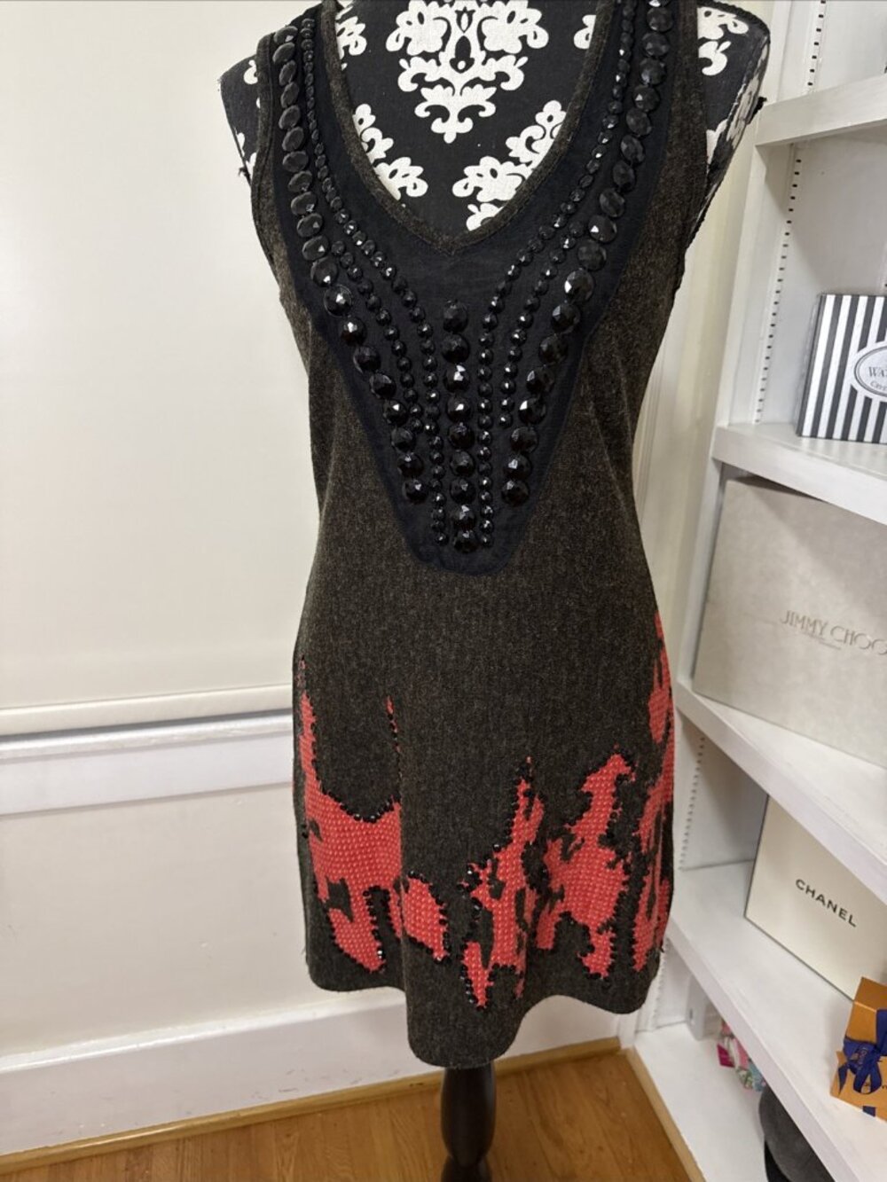 Aryeh Dress Sleeveless Sweater Dress Above Knee Length Wool Like Warm sequins M